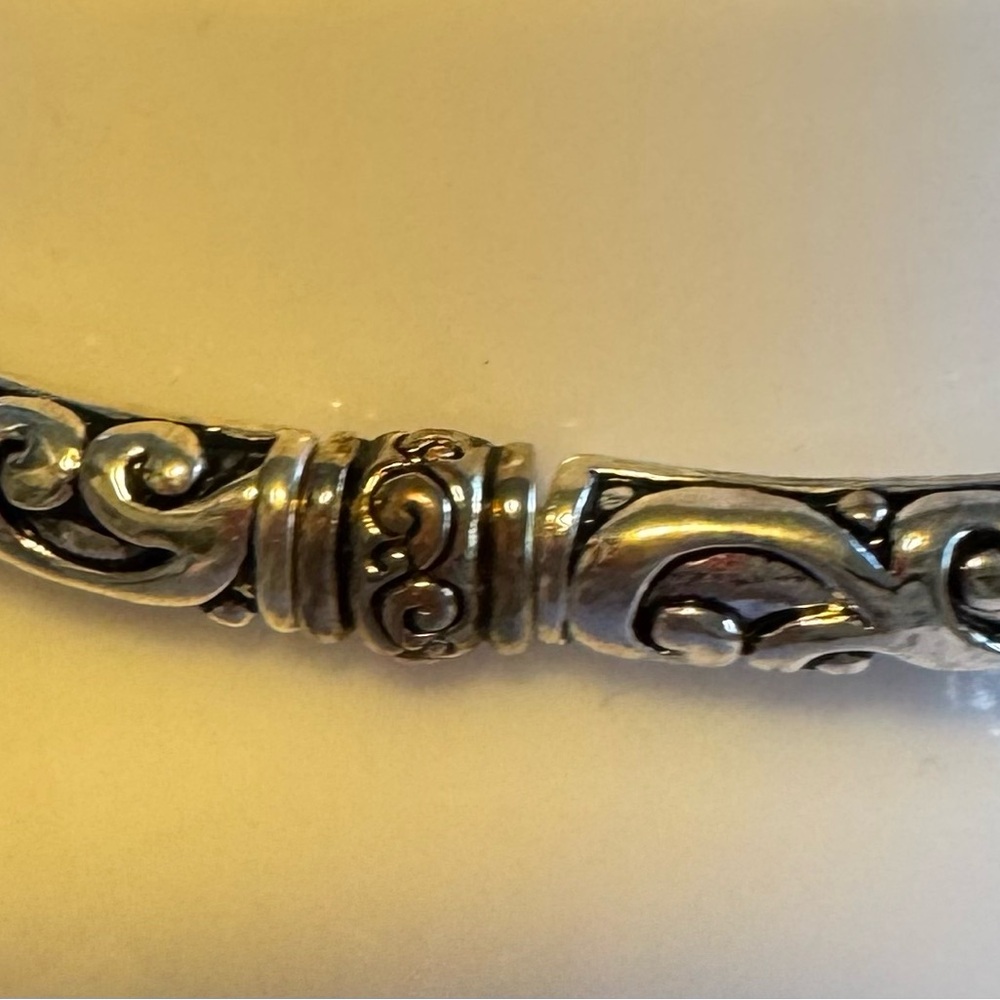 Ornate Silver-Tone Engraved Bracelet Segment